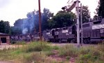 A lashup of Southern and NS locos leaves Glenwood Yard